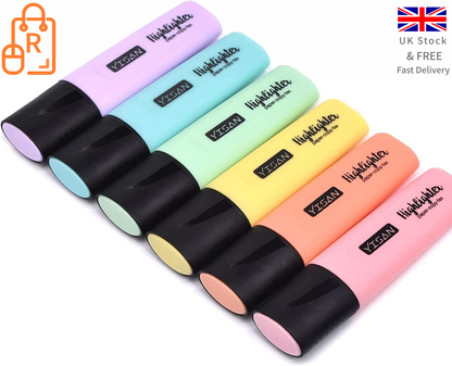 BACK TO SCHOOL YISAN Highlighters Pastel Markers, Set of 6 Assorted Colours - RLO Tech