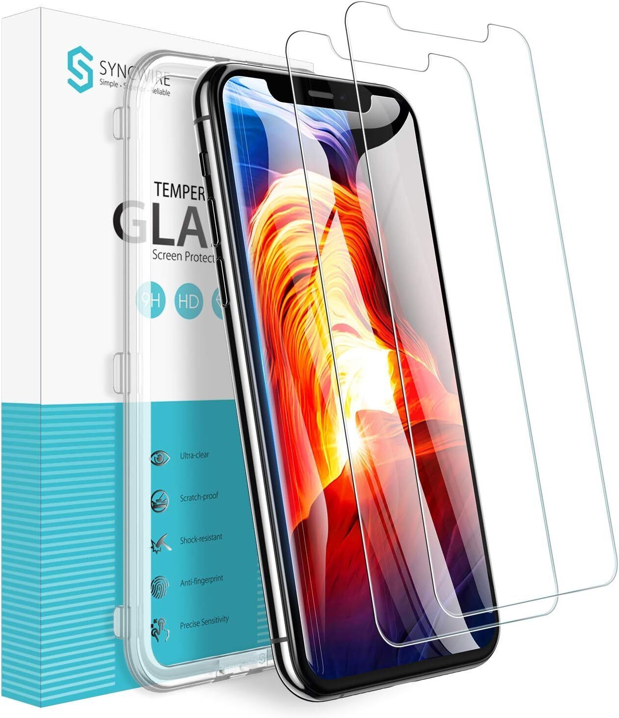 Syncwire Screen Protector For iPhone 11 Pro/X/XS 9H Hardness, Bubble Free 2-Pack - RLO Tech