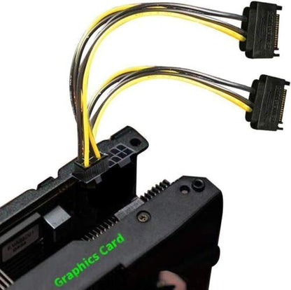 SATA Power Cable (2-Pack) Dual 15 Pin to 6 Pin PCIe (8 Inch /20 cm) - RLO Tech