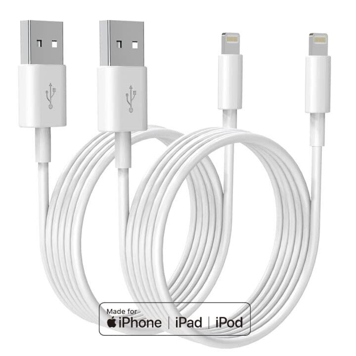 Premium iPhone USB-A to Lightning Charging Cable MFi Certified 1m Each 2 Pack