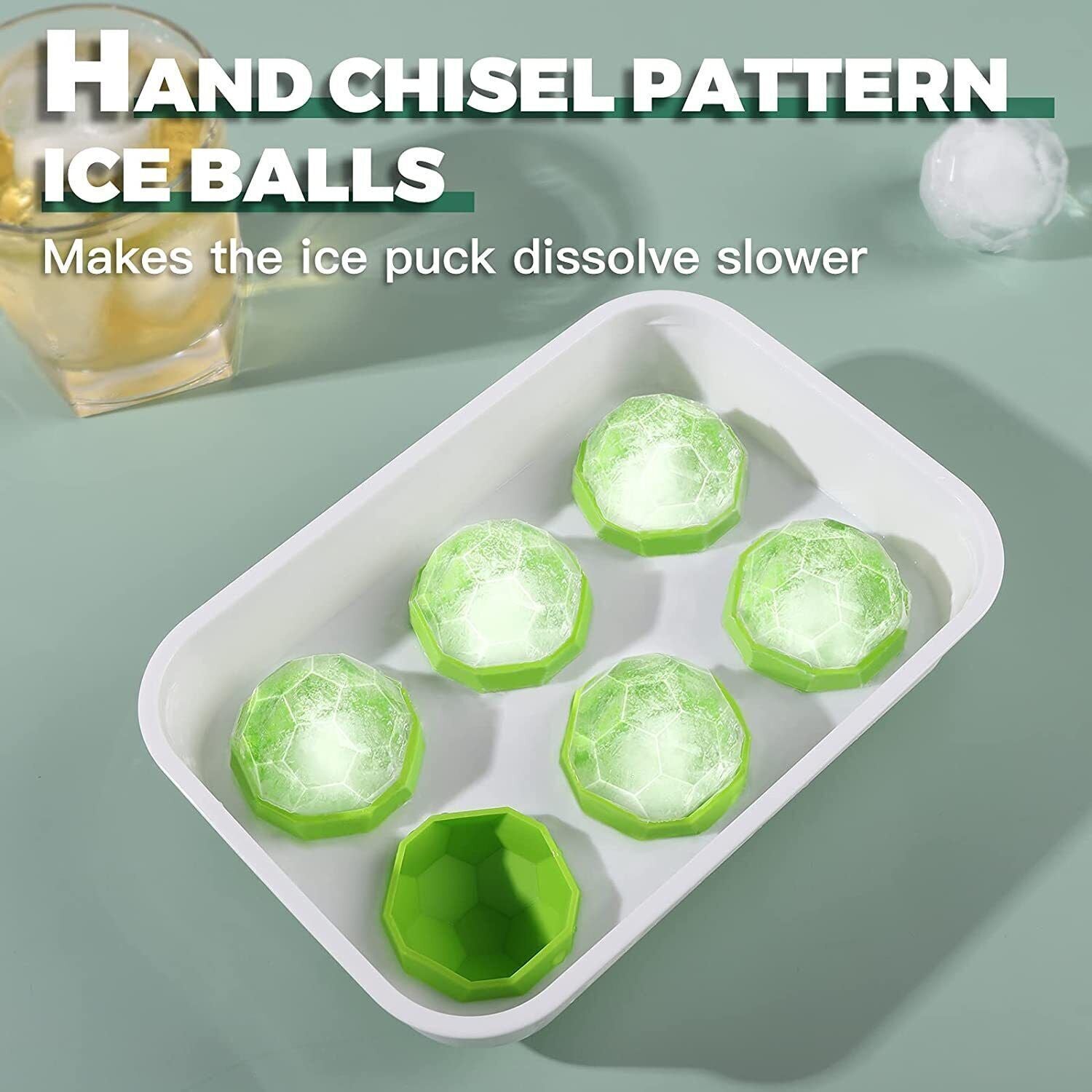 Ice Cube Trays Set of 2 Makes Large Sphere Ice Ball & Large Square Ice Cubes - RLO Tech
