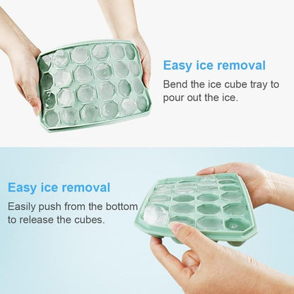 Trapezoid Ice Cube Tray with No Spill Lid Easy Release 48 Cubes Whiskey Cocktail - RLO Tech