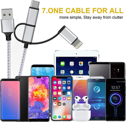 3 in 1 Cable, Lightning/Type C/Micro USB Charging Cable Adapter, MFI Certified - RLO Tech