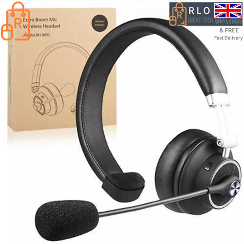 BH-M91 Bluetooth Wireless Headset, 35Hr Talk time, V5.0 Bluetooth Great for Zoom - RLO Tech