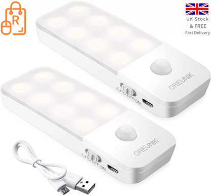 Rechargeable Motion & Light Sensor Night Lights With Magnetic Stick on - 2 Pack - RLO Tech