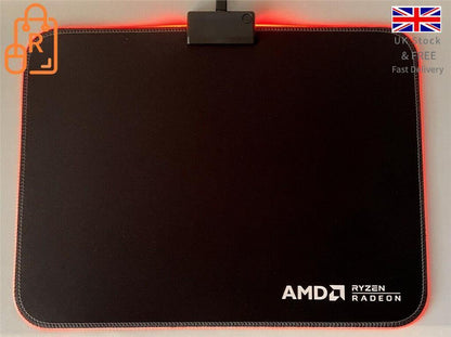 AMD RED LED GAMING MOUSE PAD - USB LIGHT-UP - ANTI SLIP (365 x 255 mm) - RLO Tech