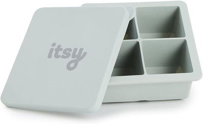 Silicone Baby Snack Box Ice Cube Tray with Lid Ideal for Freezing Weaning Grey