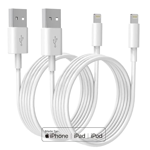 Premium iPhone USB-A to Lightning Charging Cable MFi Certified 2m Each 2 Pack