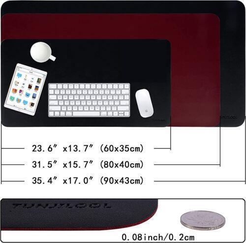 Multifunctional Office Desk Protector Faux Leather, 90cm * 43cm - Black / Red - RLO Tech