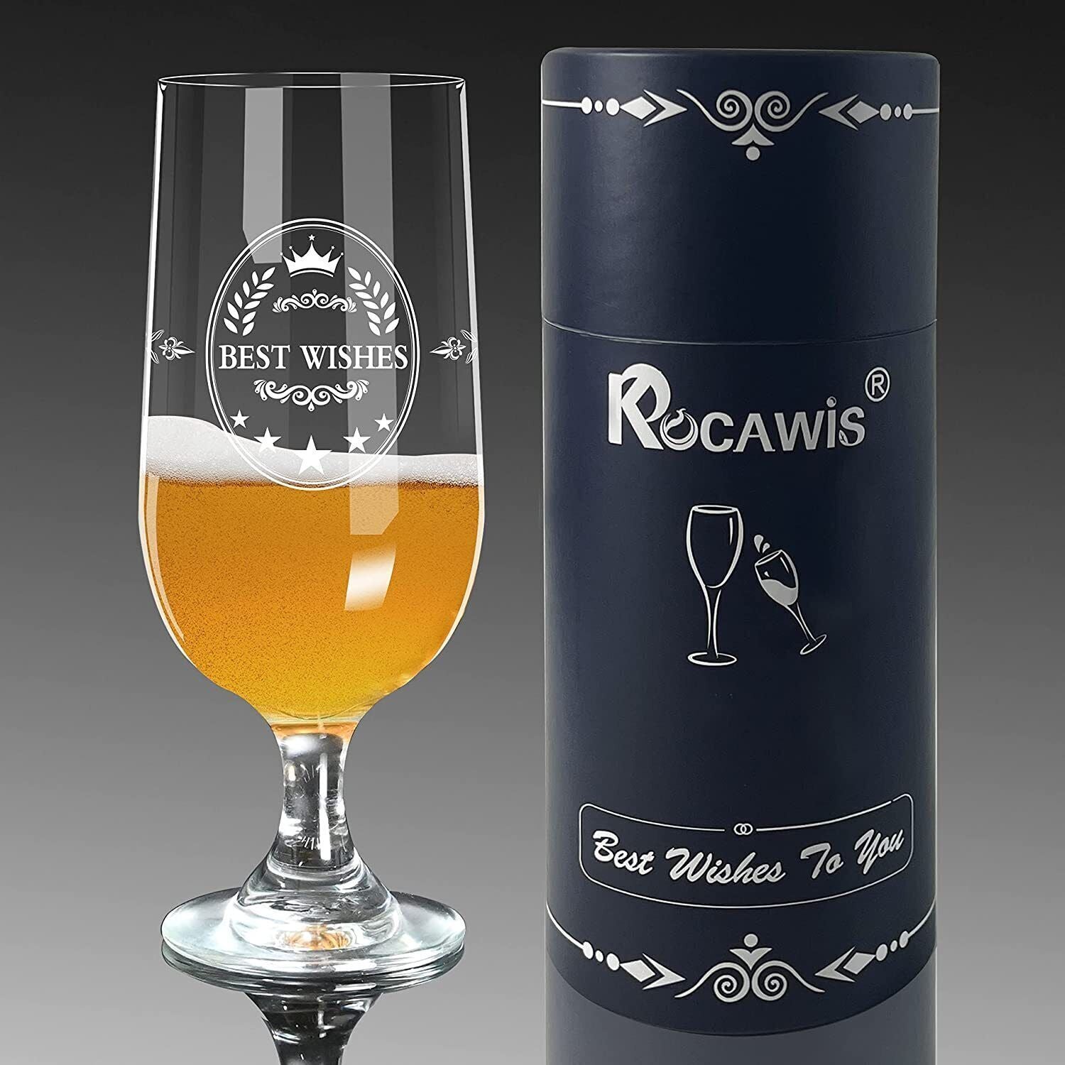 KOCAWIS BEER ALE GLASS GIFT FOR MEN DAD GRANDFATHER UNCLE TULIP 350ML - RLO Tech