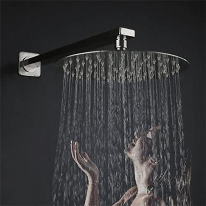 Ultra Thin Powerful Rainfall Shower Head Brushed Nickel 10 Inch, 126 Jets - RLO Tech