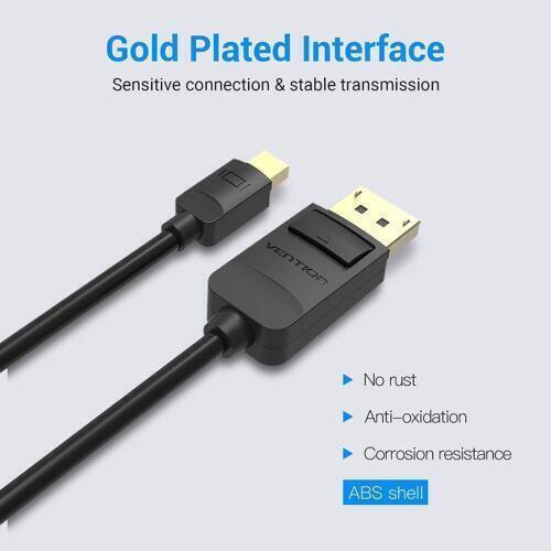 VENTION Mini DisplayPort to DisplayPort Cable 4K@60Hz Ultra HD, Gold-Plated - RLO Tech