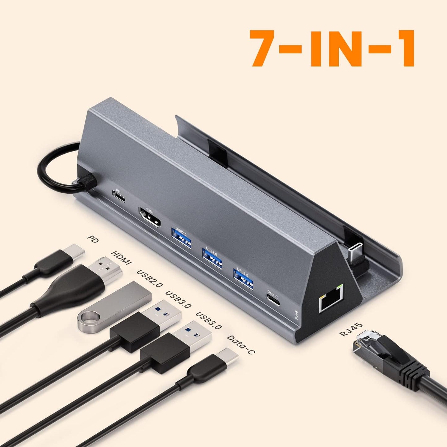 7-in-1 Docking Station for Steam Deck with HDMI 4K@60Hz 2 USB-A 3.0 USB-C 3.0