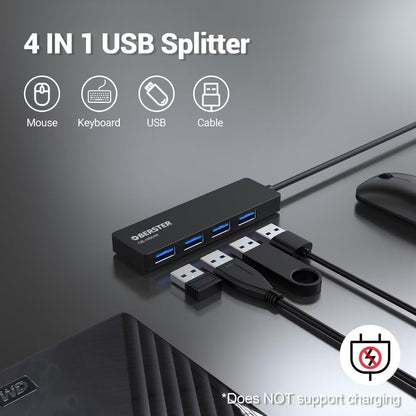 OBERSTER USB C Hub 4-Port USB C Splitter for Mac Xbox Surface PC Etc Ultra Slim