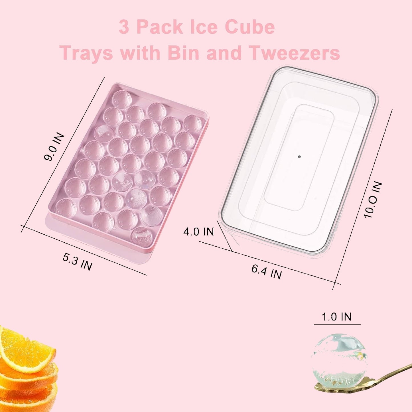 Ice Cube Tray With Container Scoop & Cocktail Book BPA Free Makes 66 Ice Balls