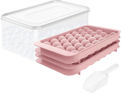 Ice Cube Tray With Container Scoop & Cocktail Book BPA Free Makes 66 Ice Balls