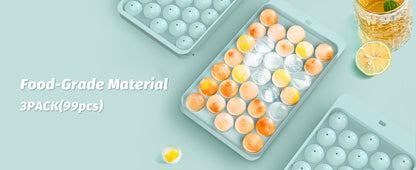 3 Pack Ice Cube Trays, Stackable and Easy Release Makes 99 Sphere Ice Cubes