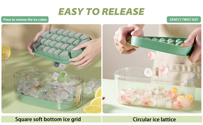 Premium Reusable Ice Cube Trays with Airtight Sealable Container Makes 54 Cubes