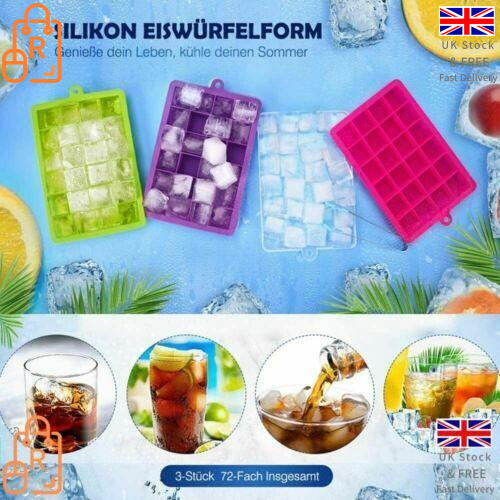 24 Cube - Ice Cube Tray, single Pack Silicone Food Grade Ice Moulds - RLO Tech
