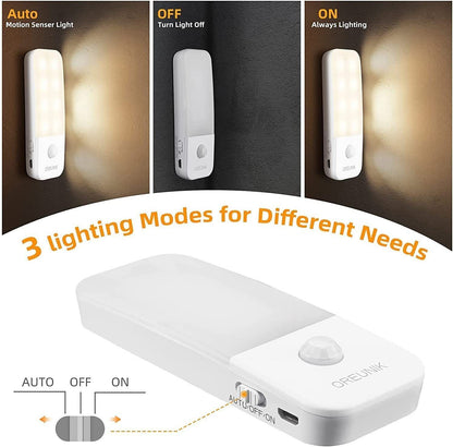 Rechargeable Motion & Light Sensor Night Lights With Magnetic Stick on - 2 Pack - RLO Tech