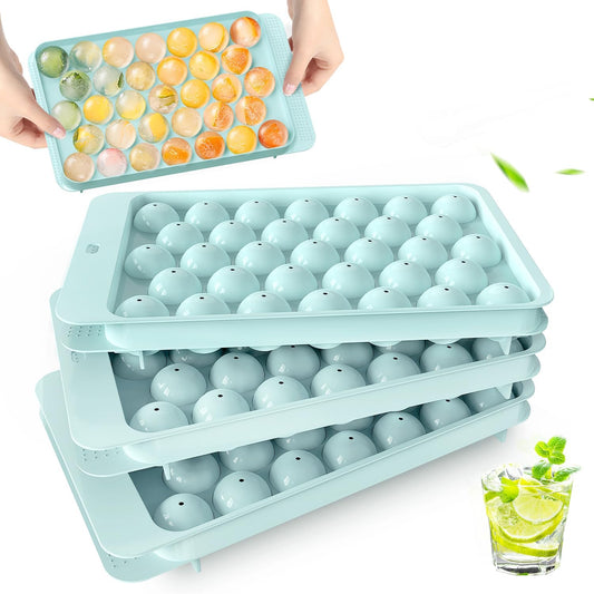 3 Pack Ice Cube Trays, Stackable and Easy Release Makes 99 Sphere Ice Cubes