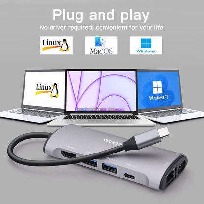 USB C Docking Station  8-in-1 with 4K HDMI 100W PD 2 USB-A 3.1 1 USB-C 3.1