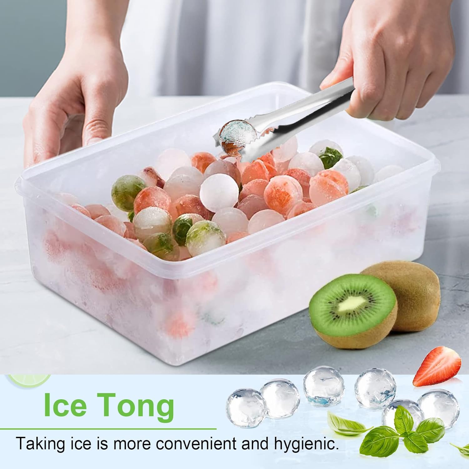 Three Ice Cube Trays 99 Ice Balls Includes Sealed Container With Tong And Scoop - RLO Tech
