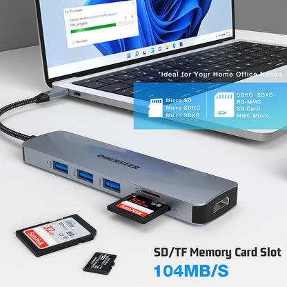 OBERSTER USB C Hub 6 in 1 USB C Adapter for Mac Windows Dual Display HDMI