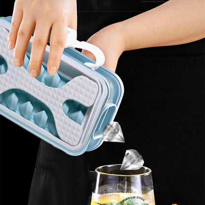Silicone Ice Cube Tray BPA-Free for Family Parties Bars, Whiskey, 18 Cubes Blue