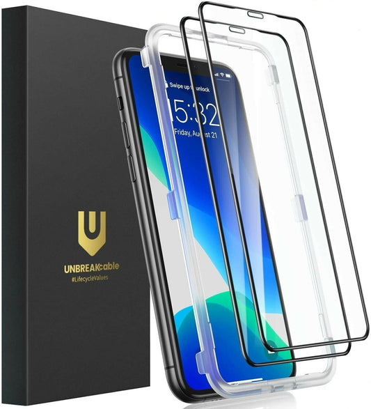 Full Screen Protector For iPhone 11, iPhone XR Tempered Glass Bubble Free - 2 Pk - RLO Tech