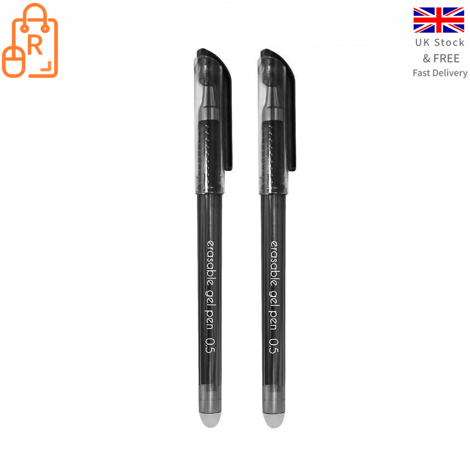 Guyacom Erasable Gel Pen 0.5 mm Tip (black) - 2 Pack - RLO Tech