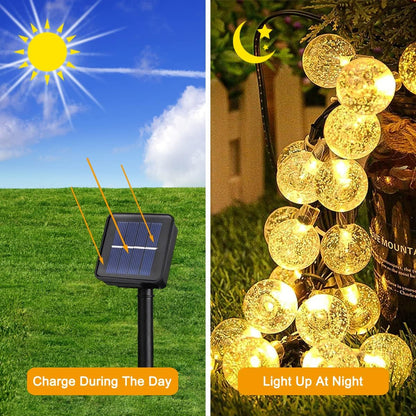 Solar String Light 60 LEDs 11m-36ft Solar Garden Lights Waterproof Warm White