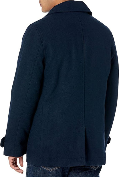 Men's Heavyweight Wool Blend Peacoat Classic Modern Style Keep Warm This Winter - RLO Tech