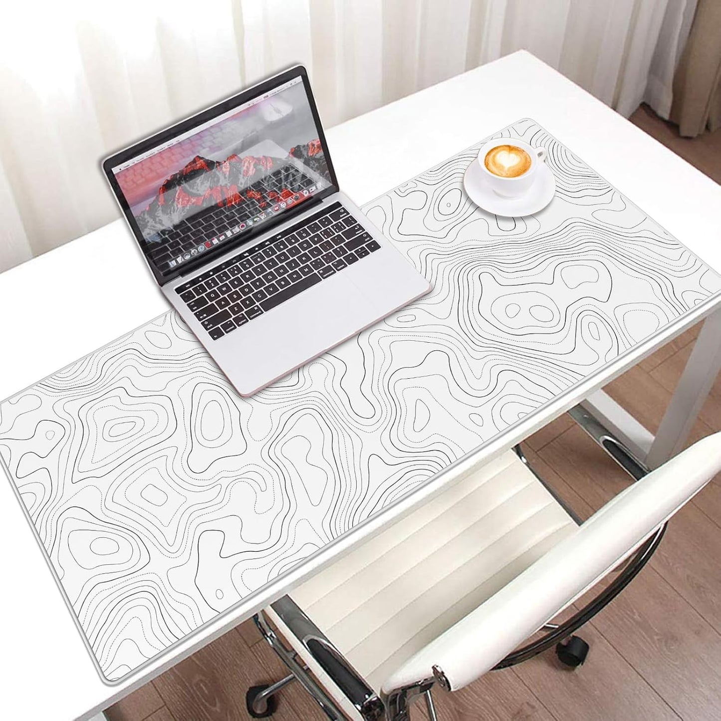 Topographic Large Gaming Mouse Mat Anti Slip Keyboard Mat for Desk Office 90x40