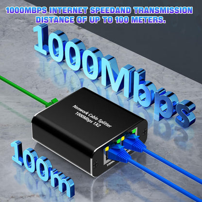 RJ45 Ethernet Splitter 1 to 2 1000Mbps Ethernet Switch Gigabit Lan Extender