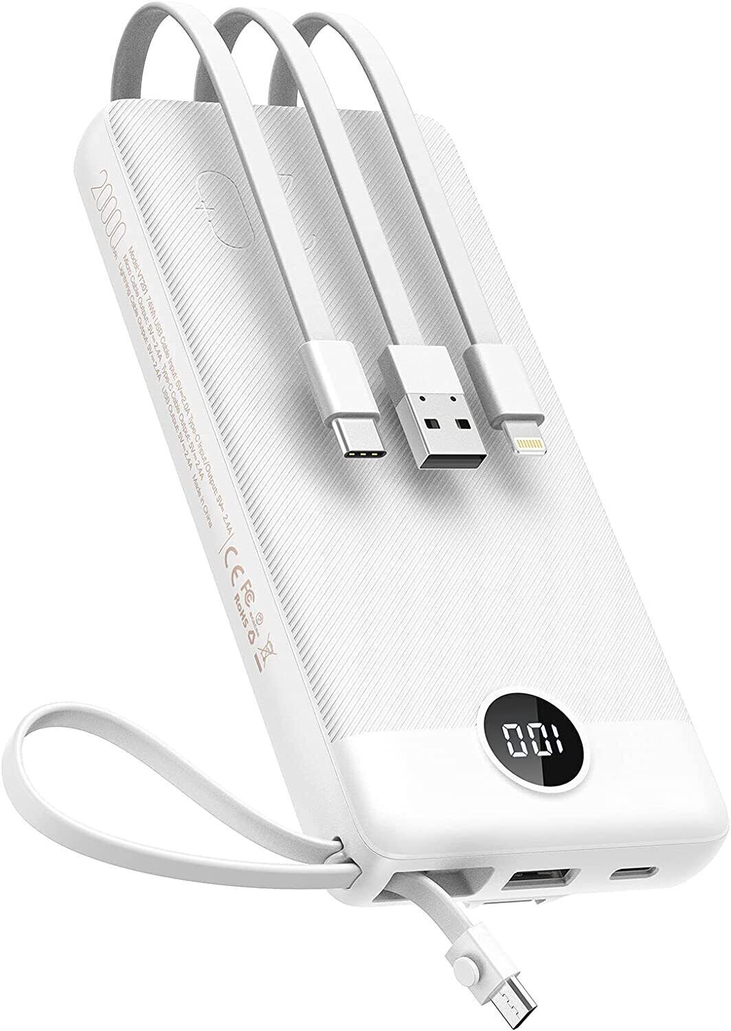 20000mAh USB C Portable Charger with 5 Outputs & 2 Inputs Plus LED Power Display - RLO Tech