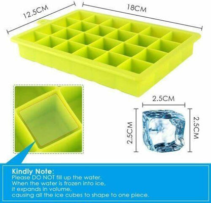 24 Cube - Ice Cube Tray, single Pack Silicone Food Grade Ice Moulds - RLO Tech