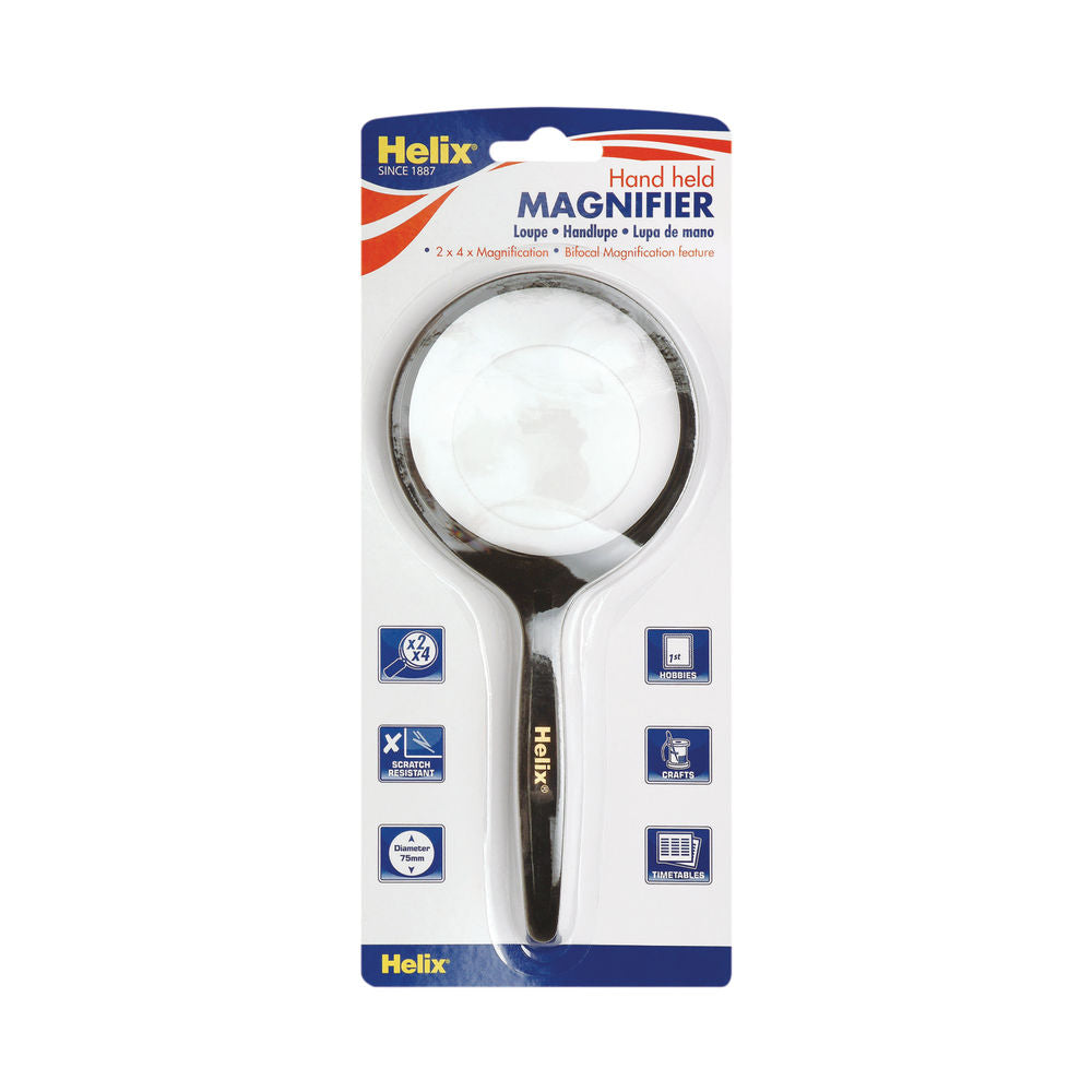 Helix Hand Held Magnifying Glass 75mm MN1020
