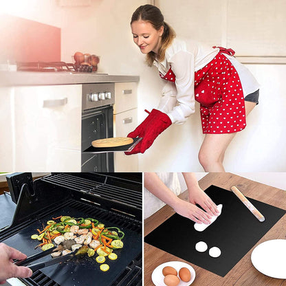 5 Pcs BBQ Grill Mats Non Stick Reusable for BBQ Works on Gas Charcoal - RLO Tech