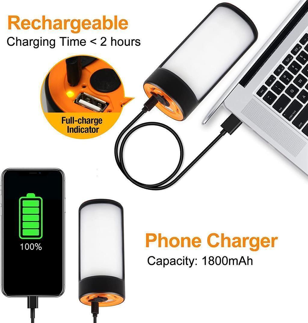 Rechargeable LED Camping Lights 400LM 5 Light Modes, Phone Charger - 2 Pack - RLO Tech