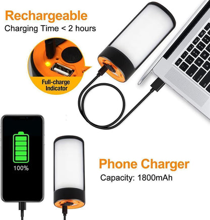 Rechargeable LED Camping Lights 400LM 5 Light Modes, Phone Charger - 2 Pack - RLO Tech