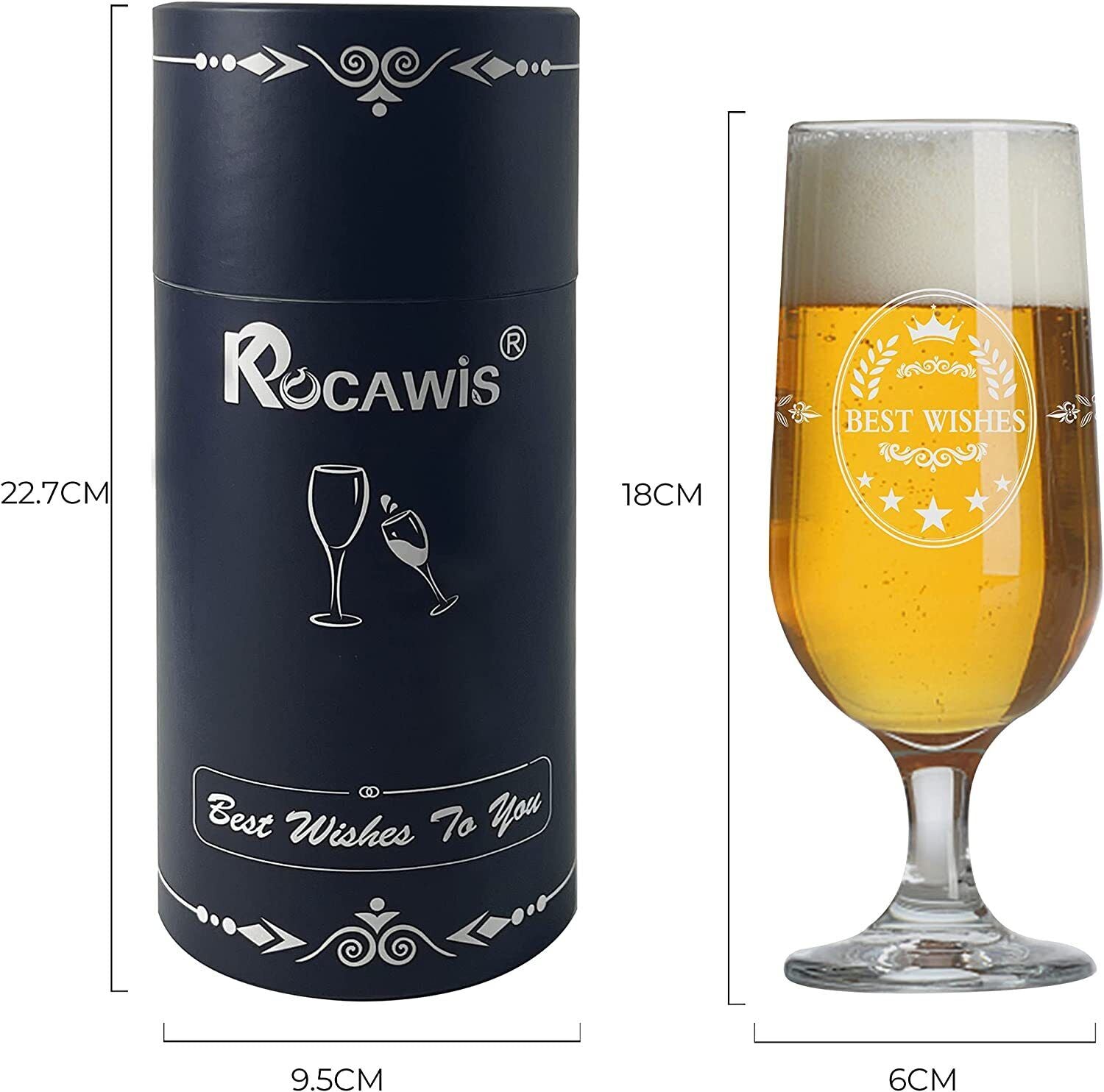 KOCAWIS BEER ALE GLASS GIFT FOR MEN DAD GRANDFATHER UNCLE TULIP 350ML - RLO Tech