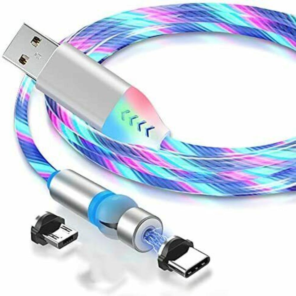 360° Rotatable Streaming Light USB Magnetic Charging Cables, 2-Pack. - RLO Tech