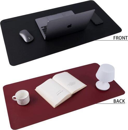 Multifunctional Office Desk Protector Faux Leather, 90cm * 43cm - Black / Red - RLO Tech