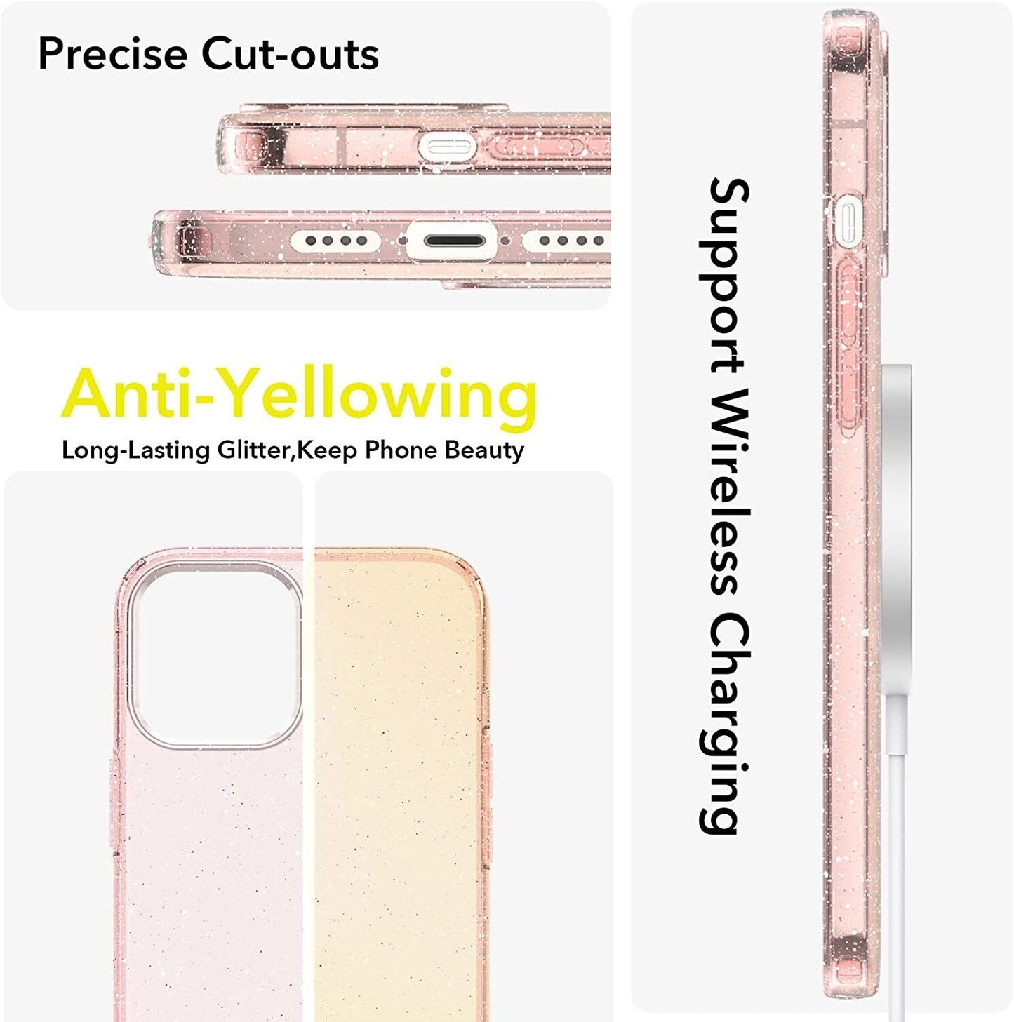 ORNARTO Compatible with iPhone 12 Pro Max Glitter Case Shockproof Hybrid PC+TPU - RLO Tech