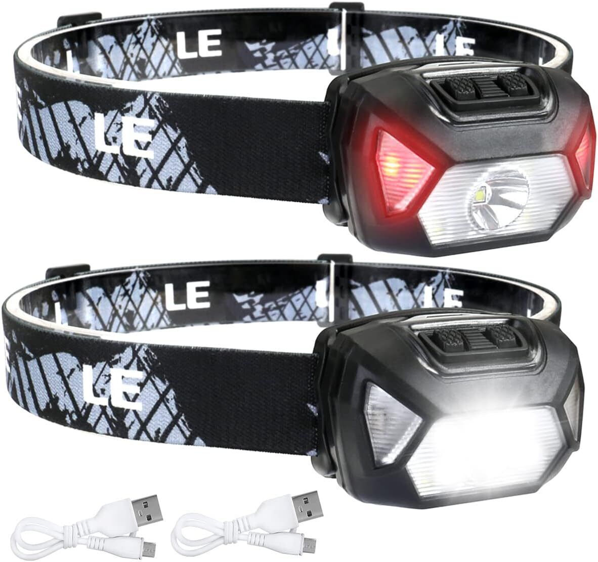 2 Pack Rechargeable Head Torch Super Bright 2000L Headlamp For  Camping Fishing - RLO Tech
