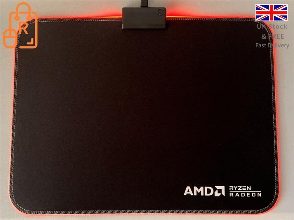 BOX OF 10 AMD RED LED GAMING MOUSE PAD - USB LIGHT-UP - ANTI SLIP (365 x 255 mm)