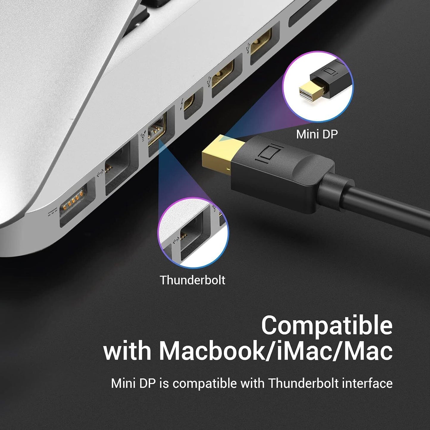 Mini DisplayPort To HDMI Cable, 1080P Compatible With MacBooks & MS Surface 3mtr