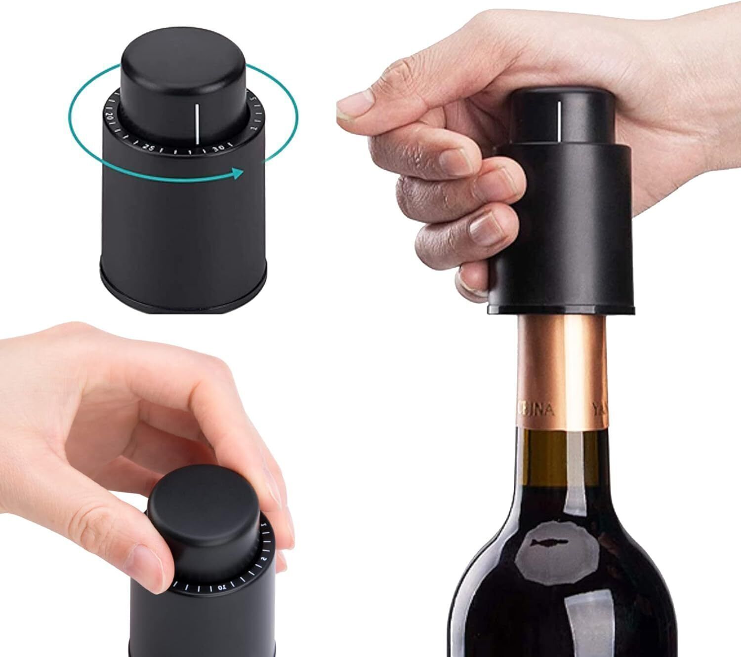 Wine Bottle Stopper With Time Recorder Keeps Your Wine Really Fresh 2 Pk - RLO Tech