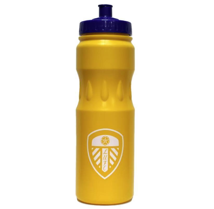 Leeds Utd Water Bottle In Yellow With Blue Lid/Cap LUFC